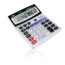 得力(deli)水晶按键12位记忆储存语音计算器 大屏音乐闹钟语音计算机 银灰1529