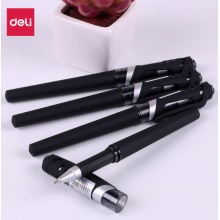 得力(deli)S21 0.7mm子弹头磨砂笔杆柔软舒适中性笔 黑色 12只装 黑色