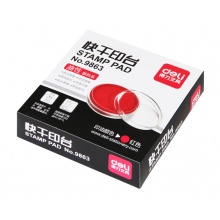 得力9863 圆形透明外壳快干印台 红色