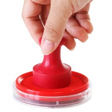 得力9863 圆形透明外壳快干印台 红色